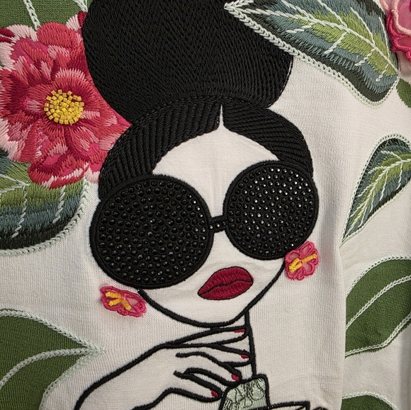 Big Sale! Alice + Olivia Gleeson Embroidered Stretch-cotton Jumper Sweater - Picture 7 of 10